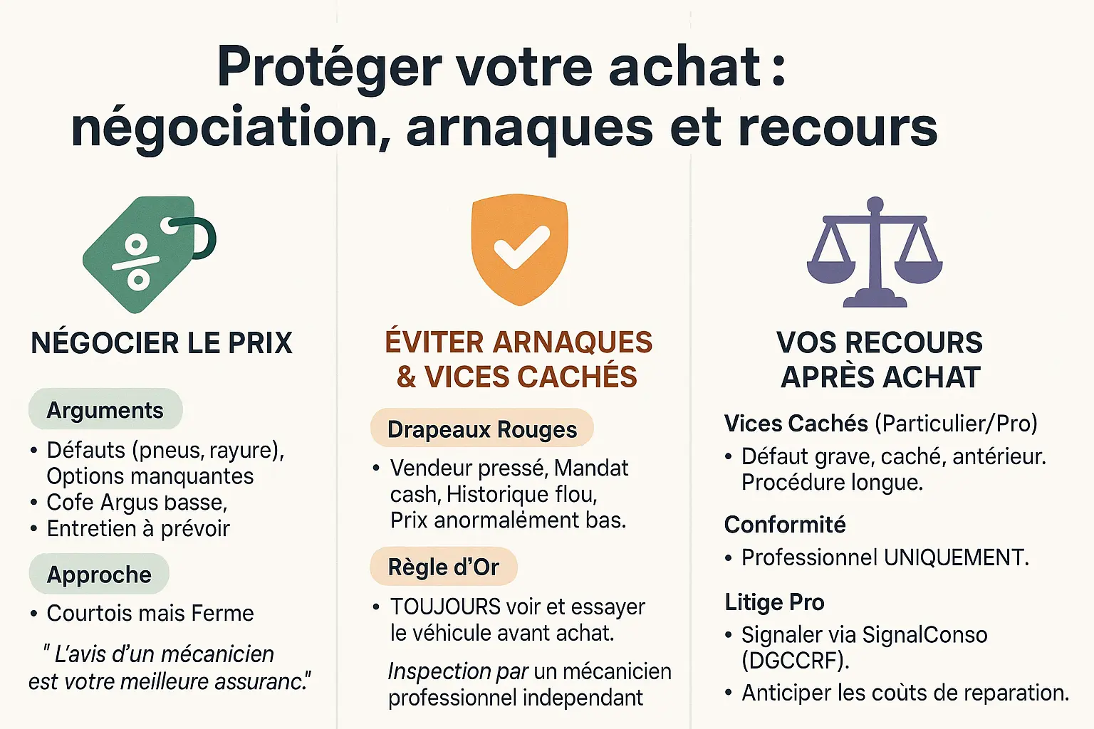 Protection lors de l'achat d'une voiture d'occasion