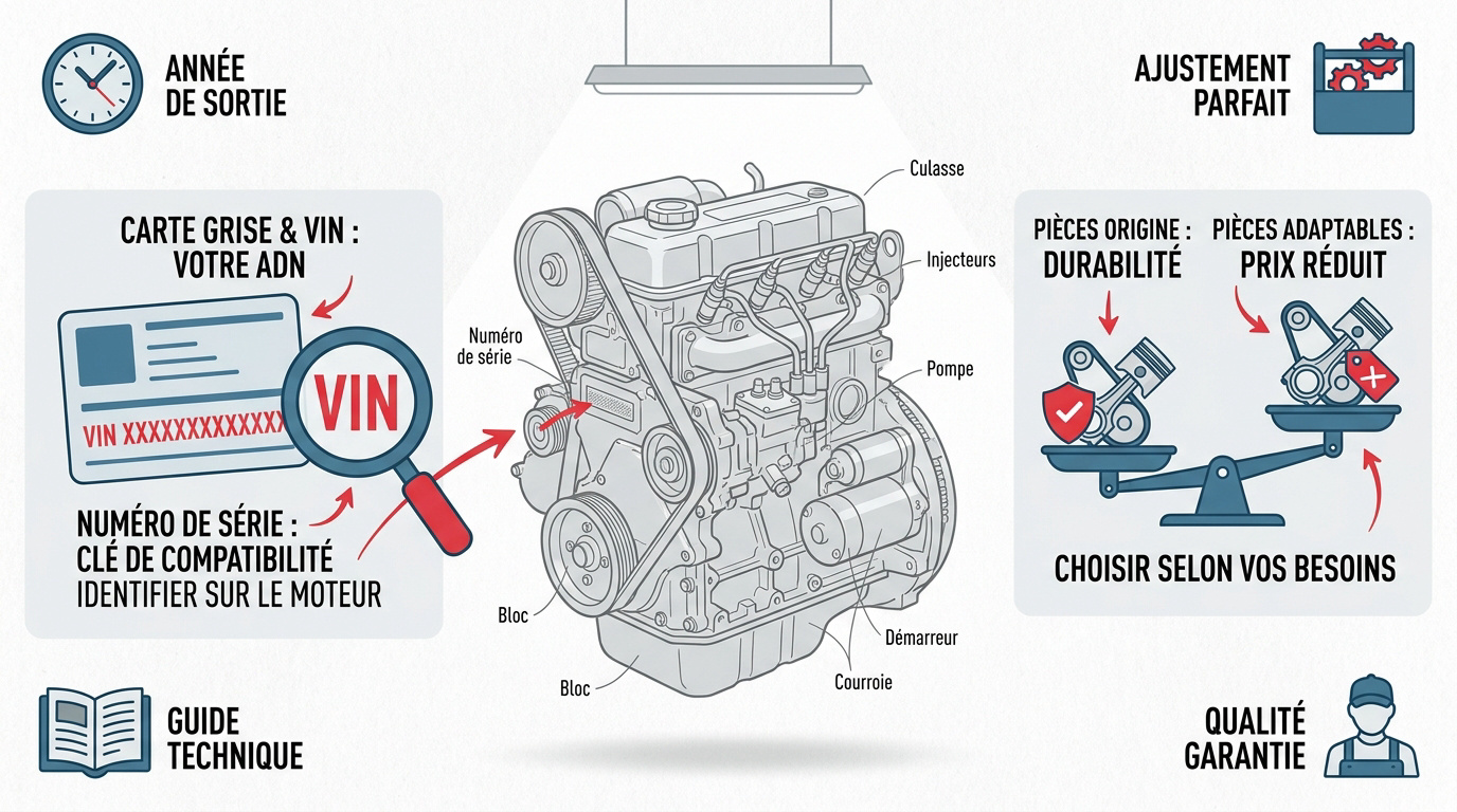 Identification des pièces moteur pour voiture sans permis