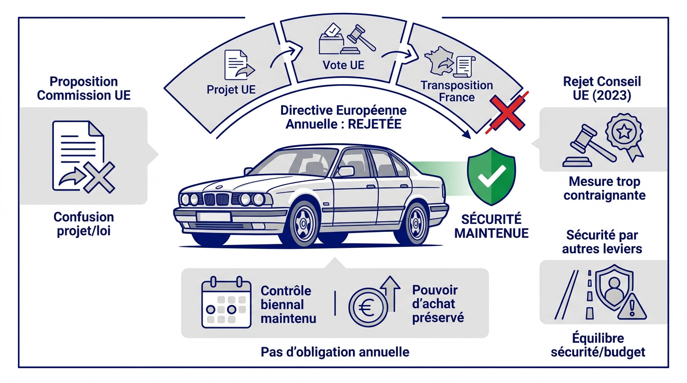 Centre de contrôle technique automobile inspectant un véhicule ancien