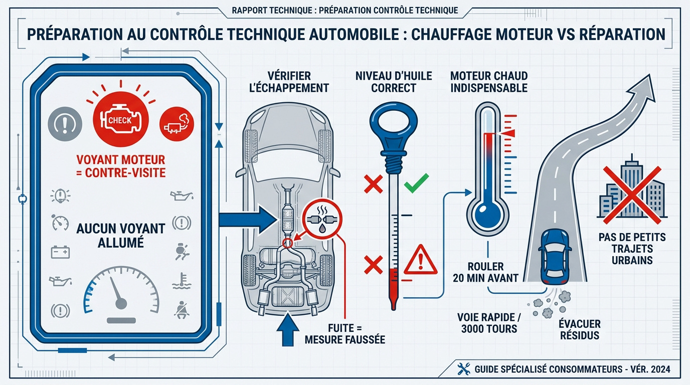 Mécanicien vérifiant le système antipollution d'une voiture avant le contrôle technique